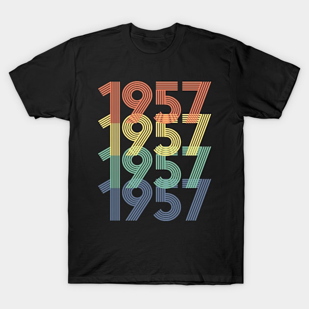 Cool Retro Year 1957 - Made In 1957 - 65 Years Old, 65th Birthday Gift For Men & Women T-Shirt by Art Like Wow Designs